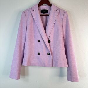 Ann Taylor Factory Double Breasted Cropped Blazer Women 8 Lilac Pink Modern Chic
